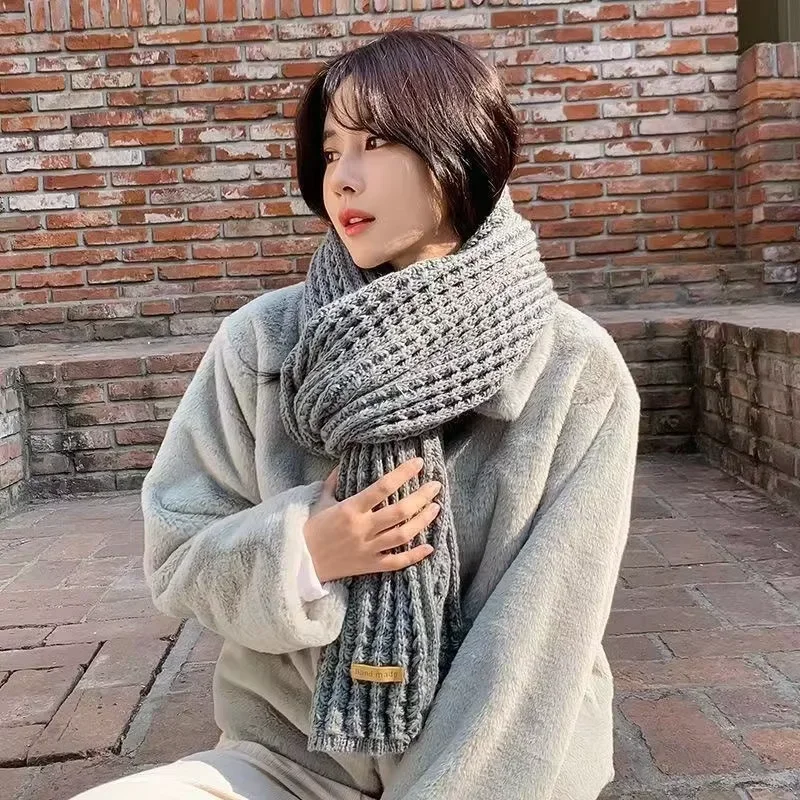 

Women Cashmere Blend Scarf Women Winter Warm Thicken Luxury Solid Color Shawl Wraps Female Warm Thick Wool Neckerchief Blanket