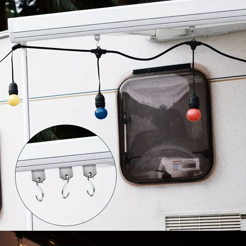 

4pcs Rv Awning Hooks for Lights Camping Awning Accessory Hangers S Shaped Hooks Set Rv Party Light Hangers Camping Tent Indoor