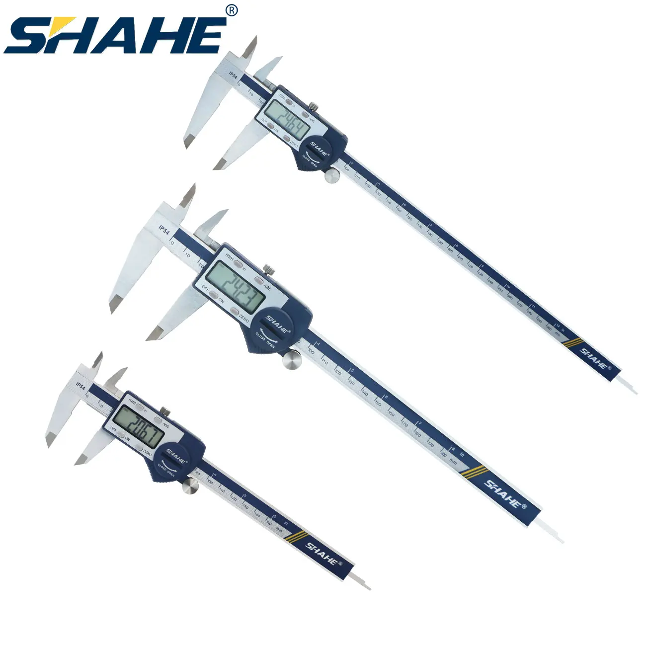SHAHE 0,01 mm 150/200/300 mm digitaler LCD-Messschieber Edelstahl Paquimetro-Messschieber Messschieber metrische Zoll-Messwerkzeuge