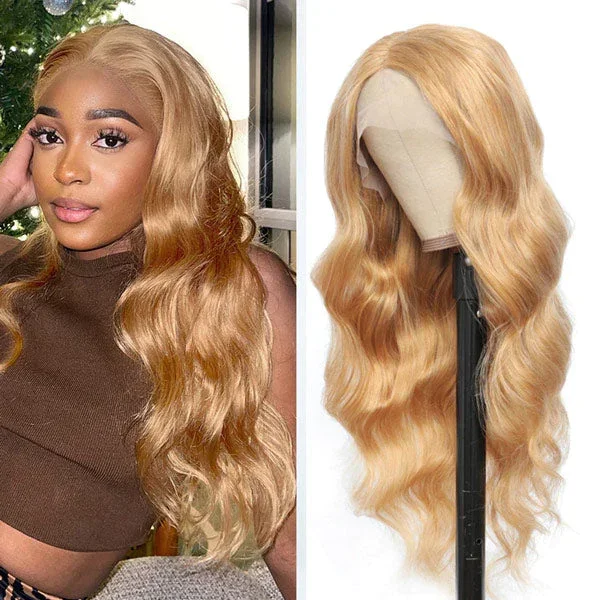 

Honey Blonde Body Wave 13x4 Lace Front Wig Human Hair Wig Brazilian Pre-Plucked 4x4 Closure Wig with Baby Hair SOKU for Women