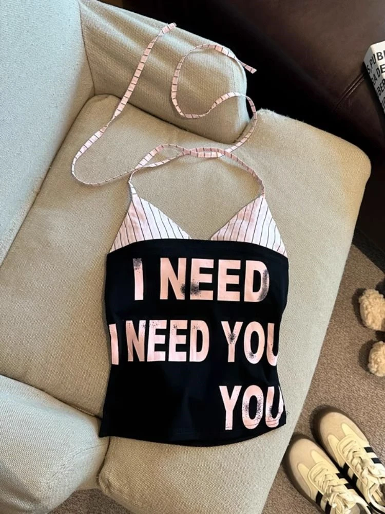 American Sle Sexy lettre impression bustier tubulaire débardeur hommes femmes été minceur coupe ajustée fille chaude ort Sve haut décontracté