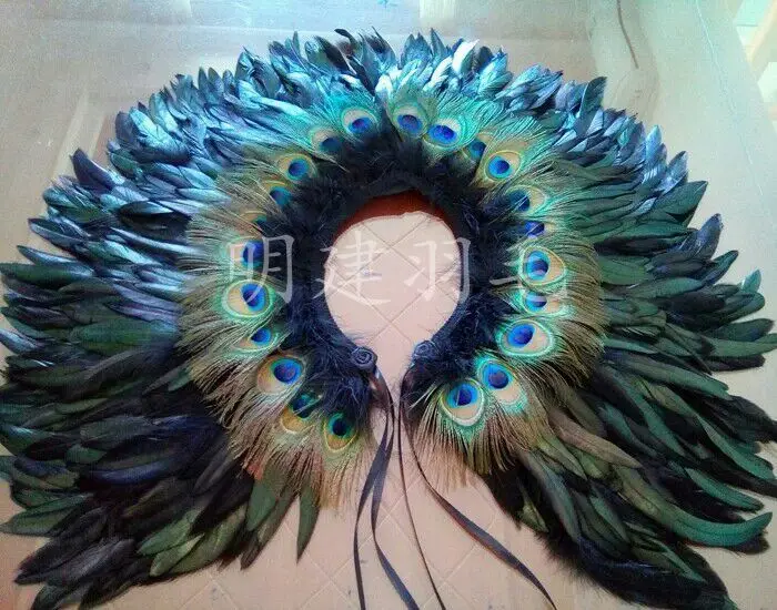 

Peacock Feather Fur fashion epaulette tassel big shoulder brooch epaulet/epaulettes spikes/escapulario blazer Host decoratio