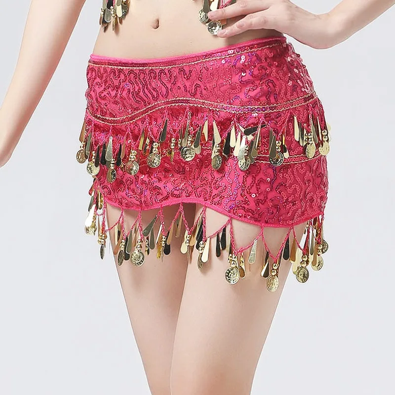 Customized Belly Dance Costume Waist Chain Tassel Waistband Festival Competition Performance Clothes Sequin Waist Scarf