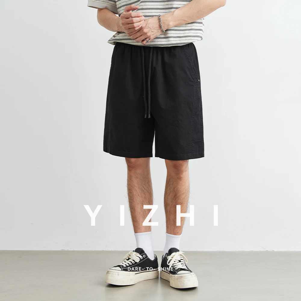 100% Cotton Men's Casual Shorts Summer New Loose Comfortable Breathable Thin Beach Pants Solid Color Shorts Men's Clothing