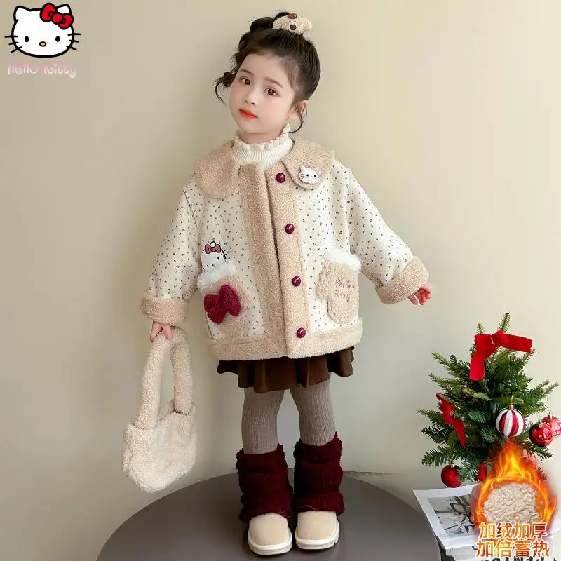 

Autumn and Winter New Anime Girls Thickened Lapel Jacket Kawaii Children's Coat Warm Cartoon Korean Version Cotton Fashion Tops