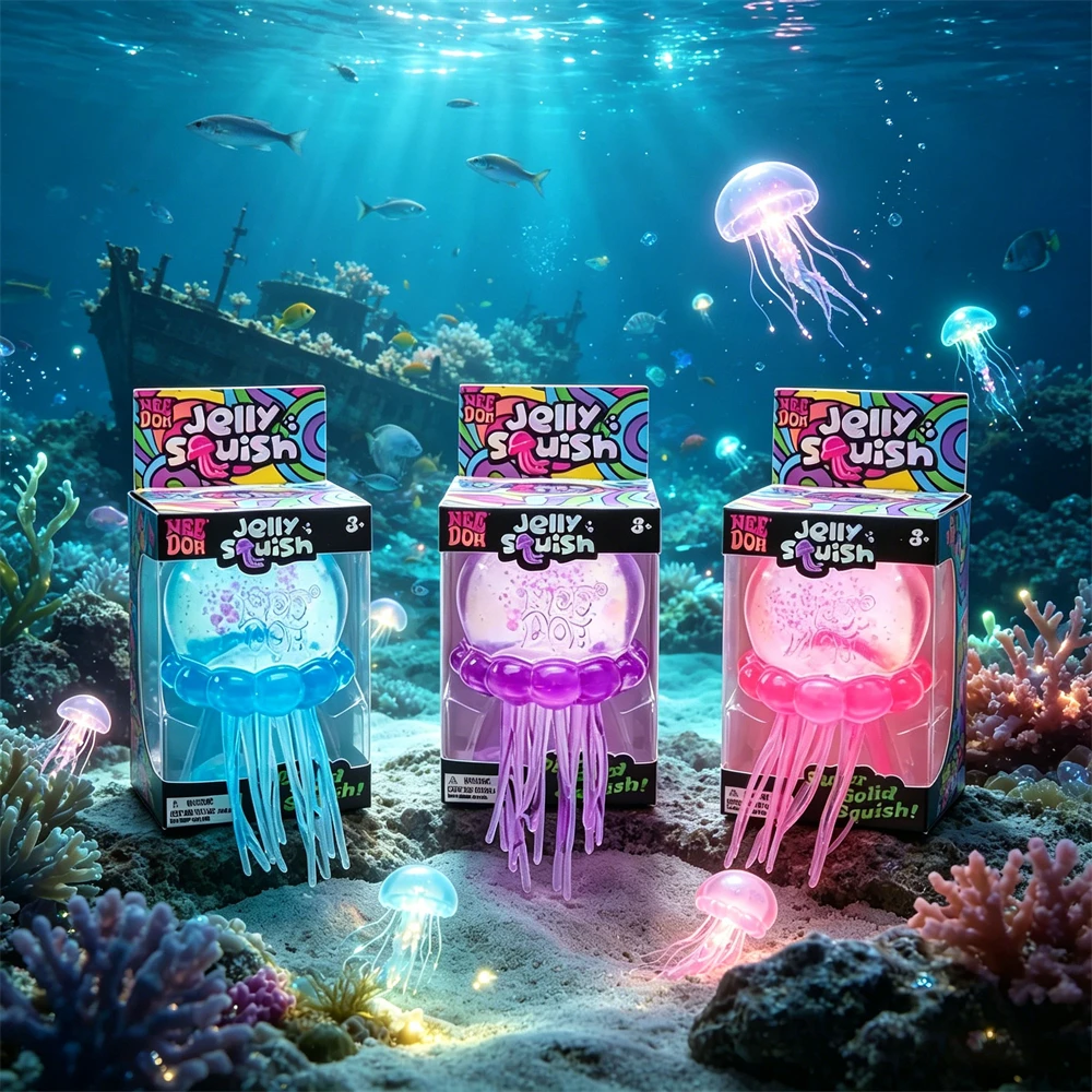 Juguete de Medusa Blanda, Juguete de Gelatina para Aliviar el Estrés, Juguete Sensorial de Tentáculos Ondulados con Caja Colorida
