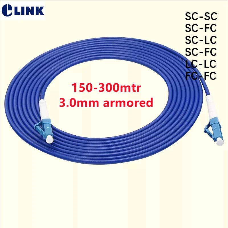 

Fiber PatchCord Armored 1C 150m200m250m300m Simplex 3mm 1 fiber SM SC LC FC ftth jumper 1 core optical fibre Singlemode SX elink