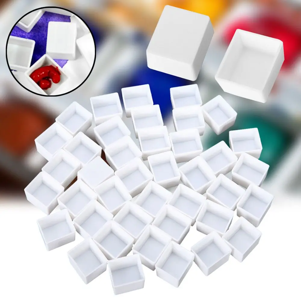 White 3.2ml Artists Empty Full Pan Plastic Paint Palette Painting Supplies Watercolor Paint Grid Art Supplies