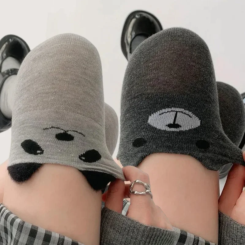 

Модные носки в стиле Лолиты Jk Kawaii Cat Bear, осенне-зимние теплые гольфы, японские повседневные хлопковые носки-тапочки, женские чулки