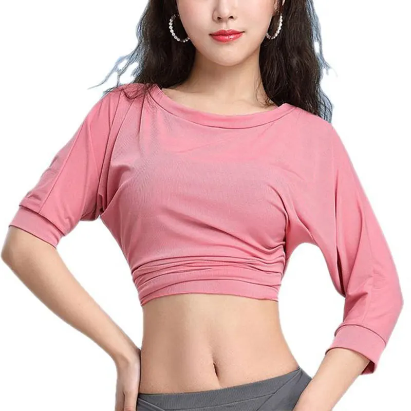 Donne indiane maglia danza del ventre avvolgere croce Crop top camicia costumi Sexy fasciatura camicetta danza del ventre vestiti da ballo usura del ballerino