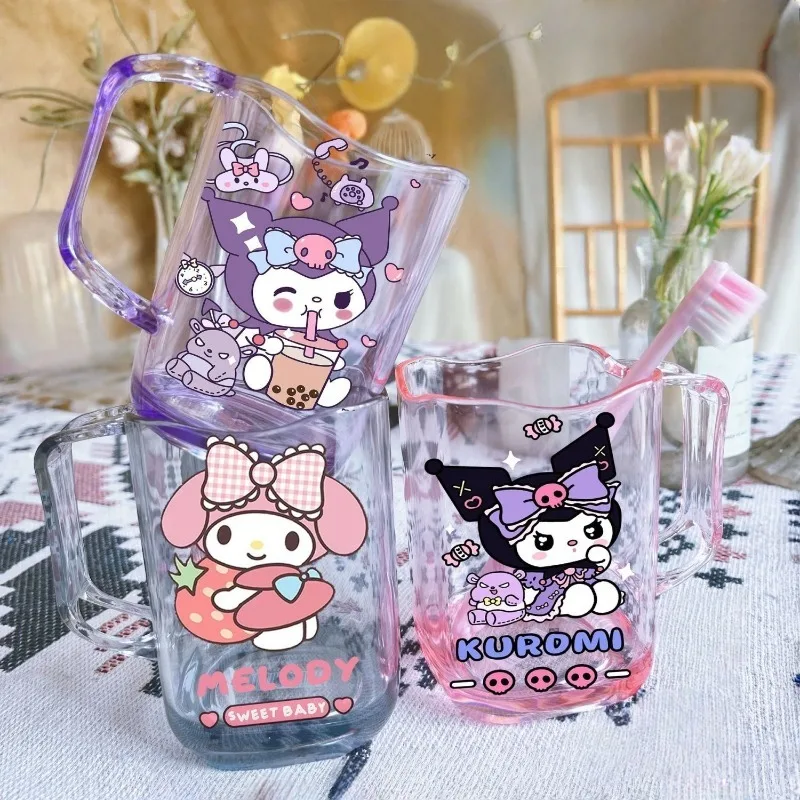 Sanrio anime figura Kuromi collutorio tazza simpatico cartone animato My melody Pochacco Hello Kitty tazza da toilette trasparente coppia tazza d'acqua