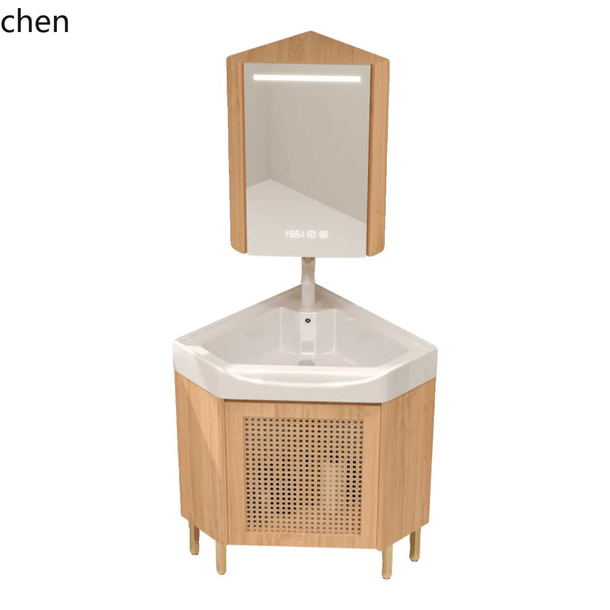 CP small apartment bathroom cabinet triangular wash basin corner cabinet floor-to-ceiling ceramic integrated