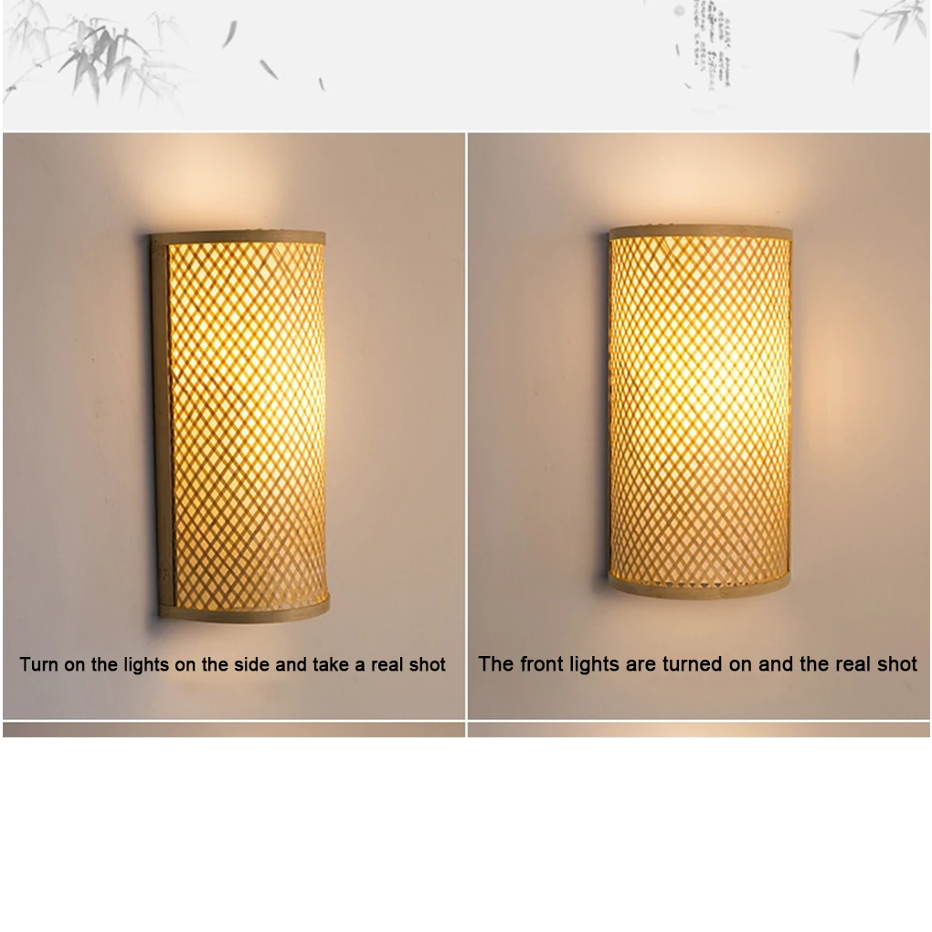 Hand-Woven Bamboo Wicker Rattan Wall Light For Bedroom Adjustable And Sleek Decorative Modern