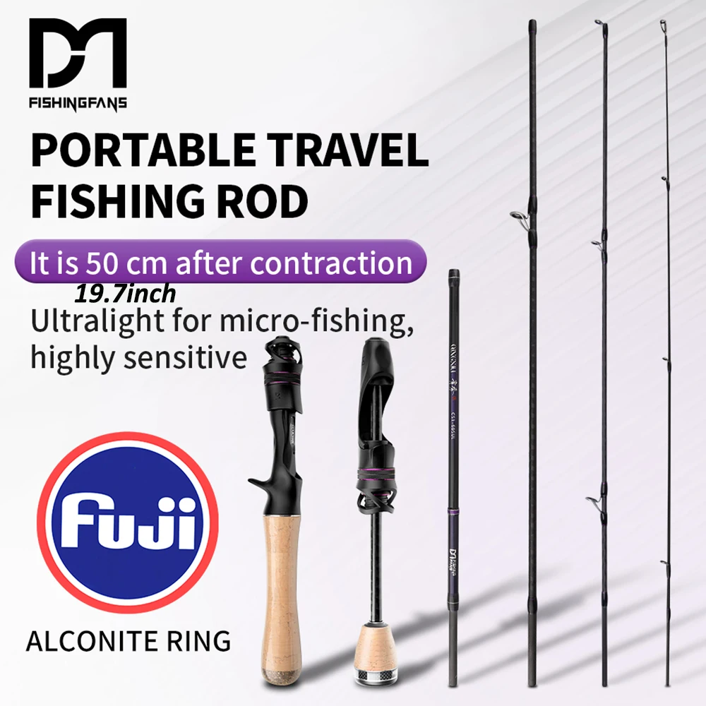 

FISHINGFANS FUJI ALCONITE GUIDE Rattle Reel Seat 5 sections UL solid tip Travel 1.55-1.8m Crappie Fishing Rod