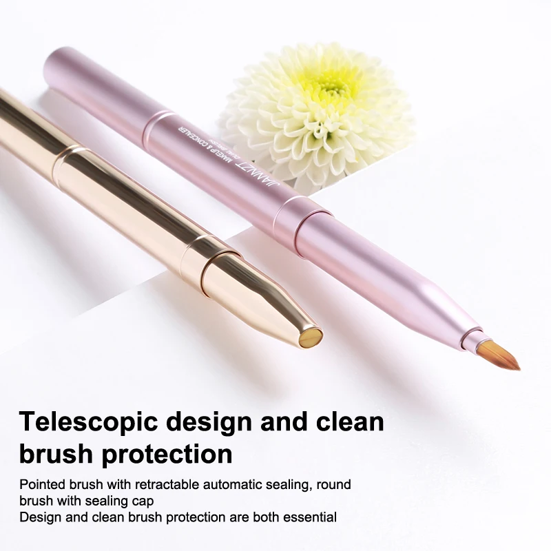 Portable Double Head Mini Lip Brush Scalable Carry Lid Lipstick Brush Concealer Brush Girl Lip Gloss Smudge Makeup Brush