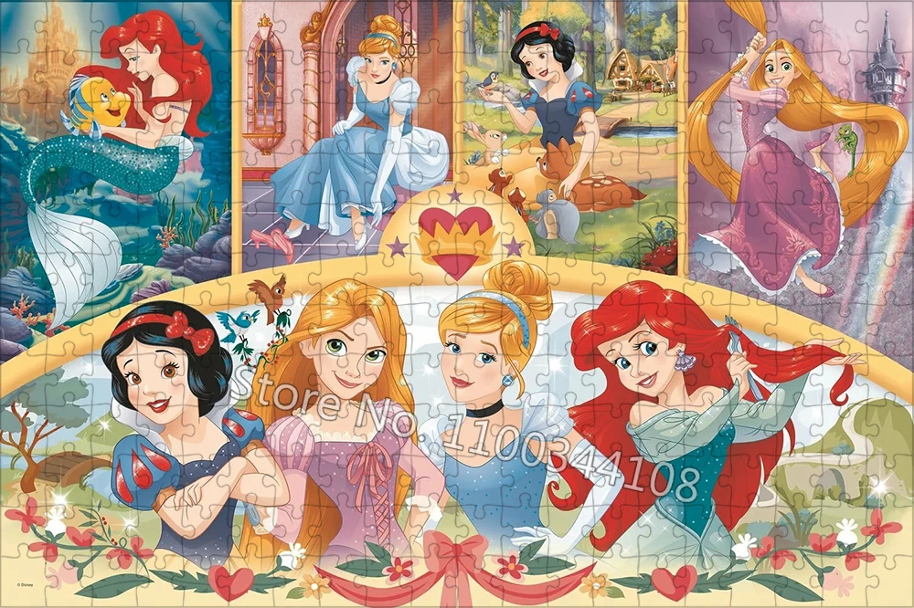 300/500/1000 Pieces Jigsaw Puzzles Disney Princess Ariel Snow White Cinderella Ariel Puzzle for Girls Diy Handmade Toys Gifts