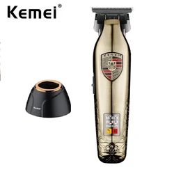 Kemei Professional Barber Hair Trimmer Zero Gapped Cordless Rechargeable Edgers Clippers Men Close Hair Cutting Machine 7800RPM