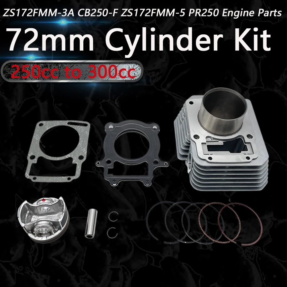 

Комплект цилиндров для мотоцикла с большим диаметром 72 мм для ZONGSHEN CB250F CYCLONE RA2 250cc до 300cc Kayo T4 PR250 ZS172FMM-5 CB250-F ZS172FMM-3A