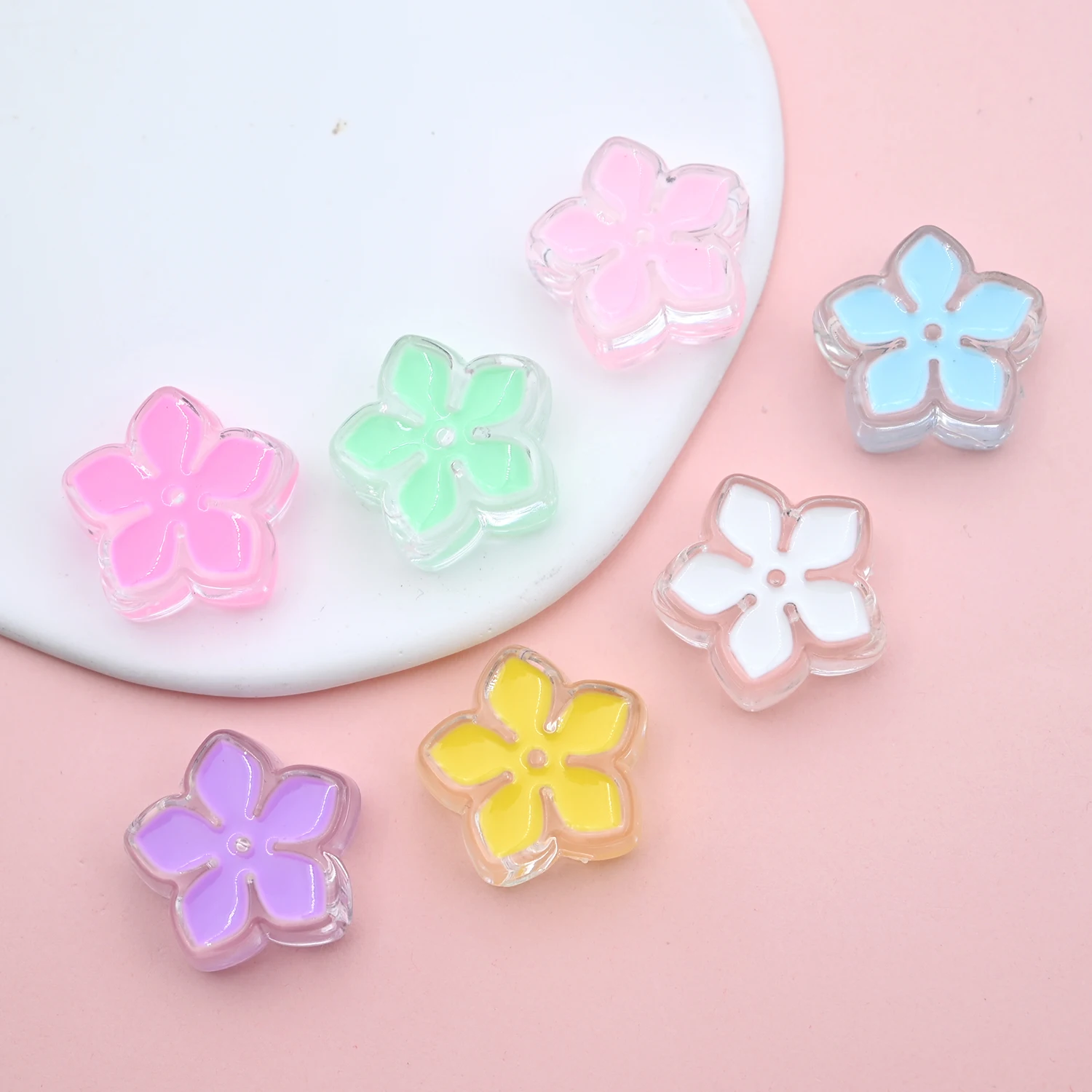 24mm Flower Acrylic Beads Big Hole Loose Spacer Beads For Jewelry Making Diy Handmade Bracelet Necklace Key Chain Accessories