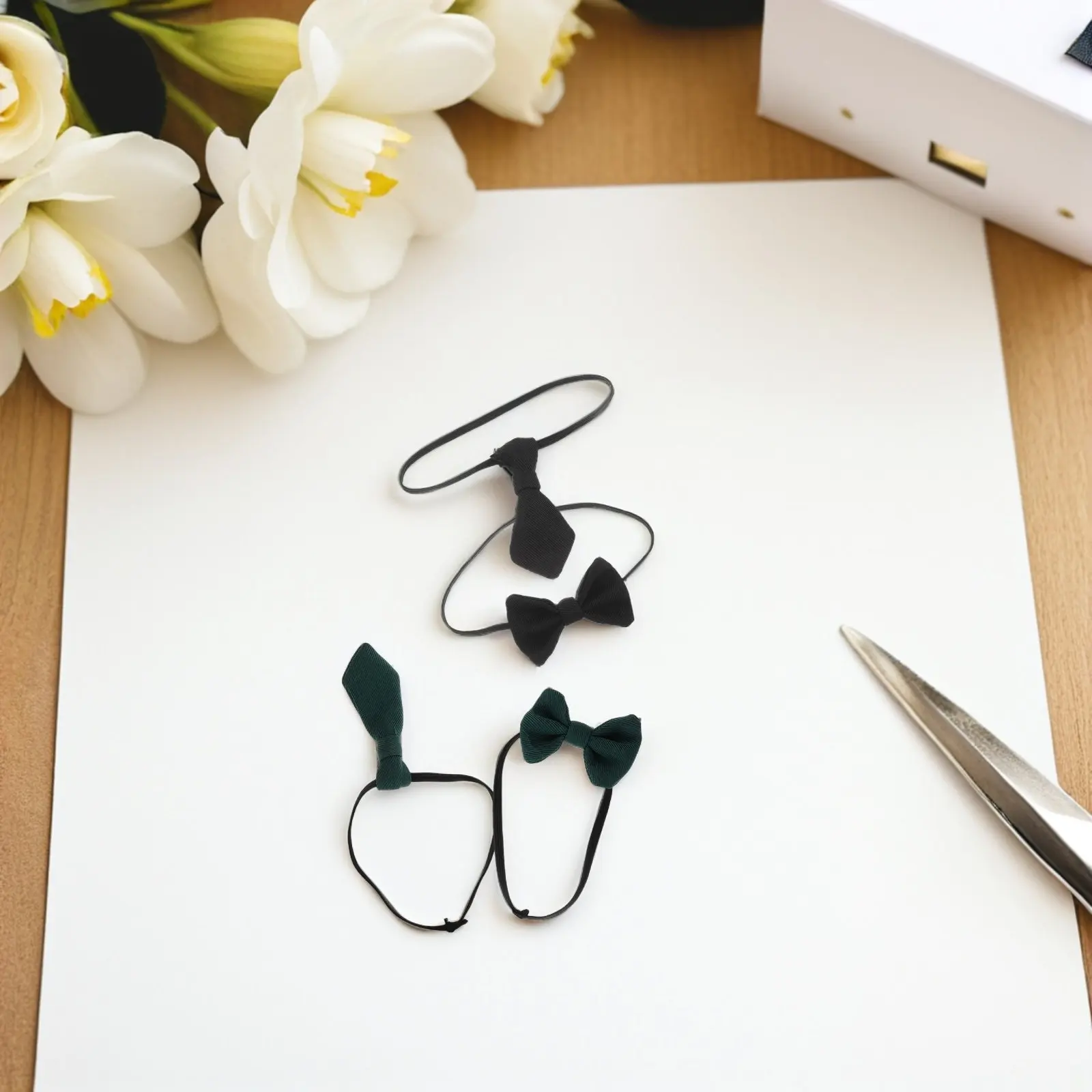 

4Pcs Mini Bowties Neckties for 20Cm Cotton Easy Wear Soft Cotton Dollhouse Costume Props Miniature Wardrobe Expansion