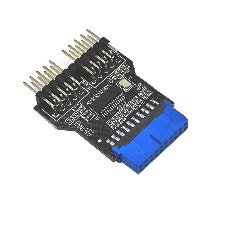 Header Buchse 1 auf 2 Stecker Board 9-Pin USB Splitter USB HUB USB 2.0 9-Pin Riser Adapter Motherboard 19Pin auf Dual 9Pin Anschlüsse