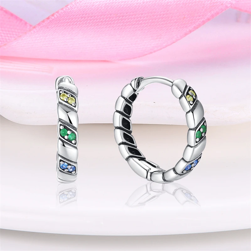 Earrings 925 Sterling Silver Colorful Shiny Zircon Earrings Earrings Temperament Charm Luxury Party Jewelry Gift Birthday