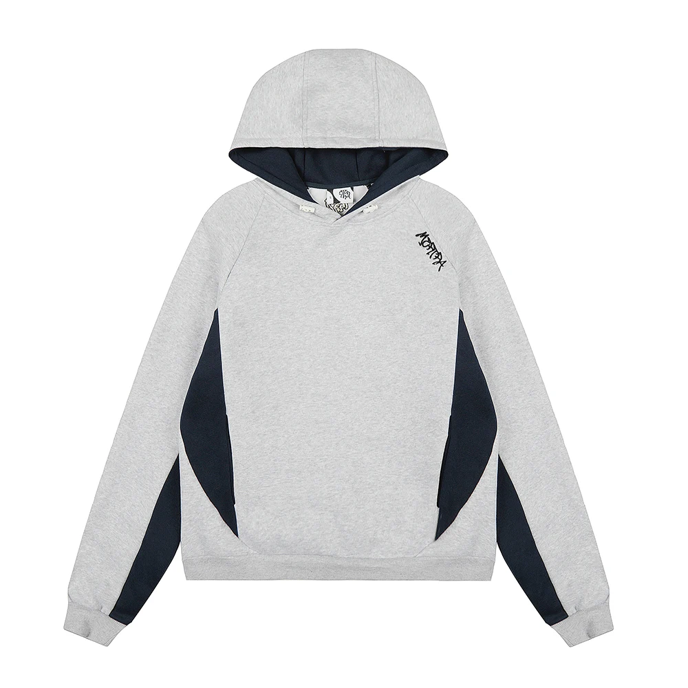 High Street Contrast Color Pullover Hooded Hoodies for Men and Women Vintage Patchwork Cotton Loose Autumn Sweatshirts