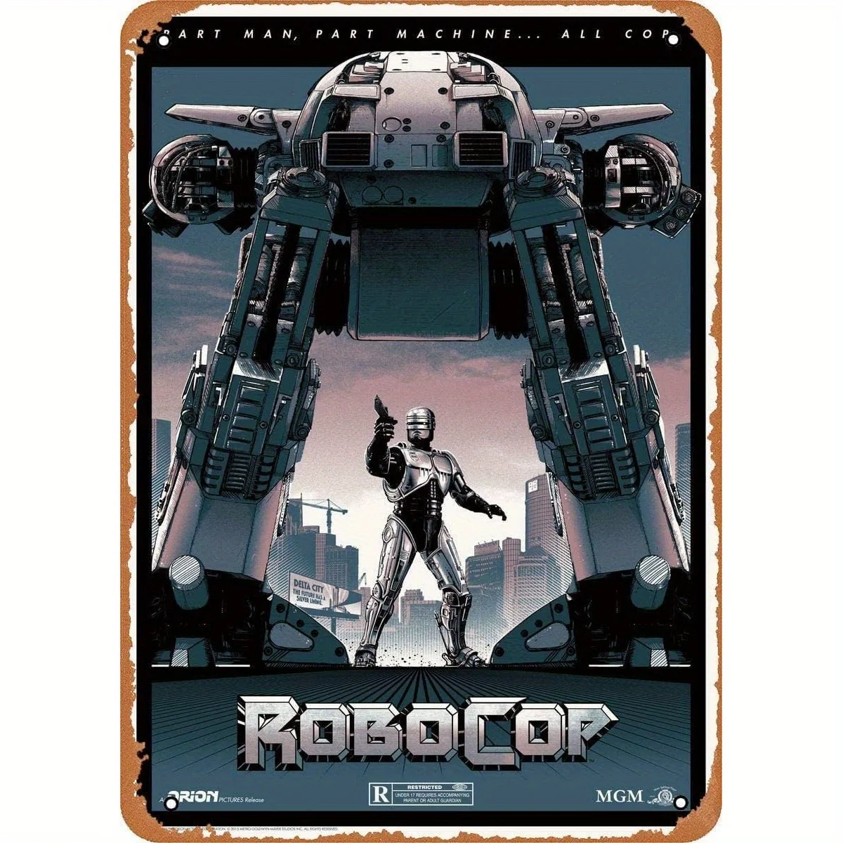 Vintage Robocop vs ED-209 Metal Tin Sign - Retro Wall Art Decor for Home, Bar, or for Man Cave - es - Classic Arcade Video Game
