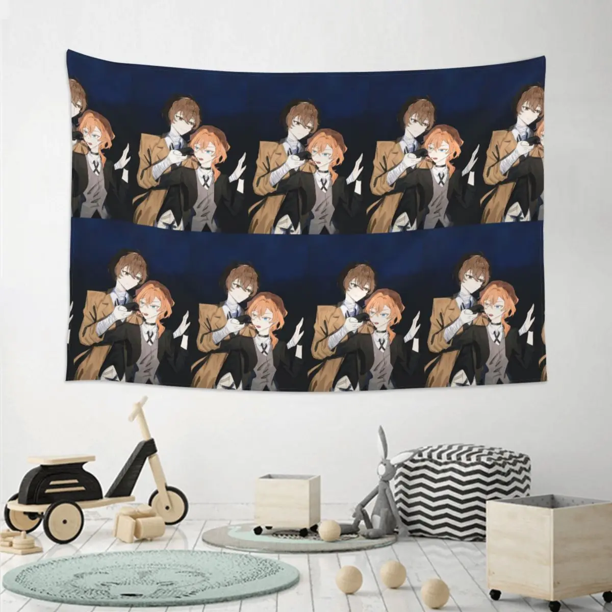 Bungou Stray Dogs Wan Anime Dazai And Chuuya Tapestry Hippie Wall Hanging Aesthetic Home Decoration Tapestries for Dorm Room