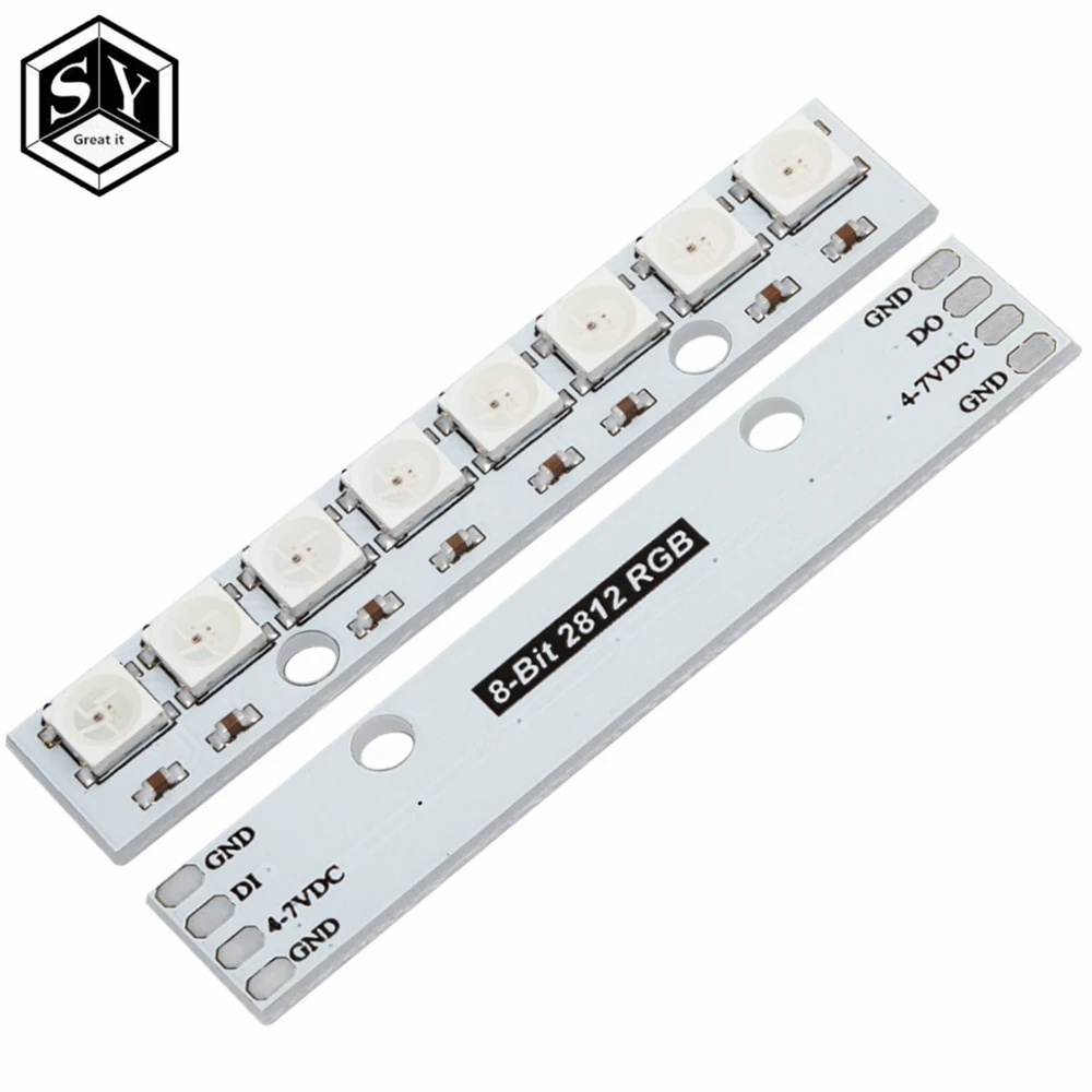 1PCS /5pcs/10pcs  Stick 8 channel WS2812 5050 RGB LED lights built-in full color-driven development board