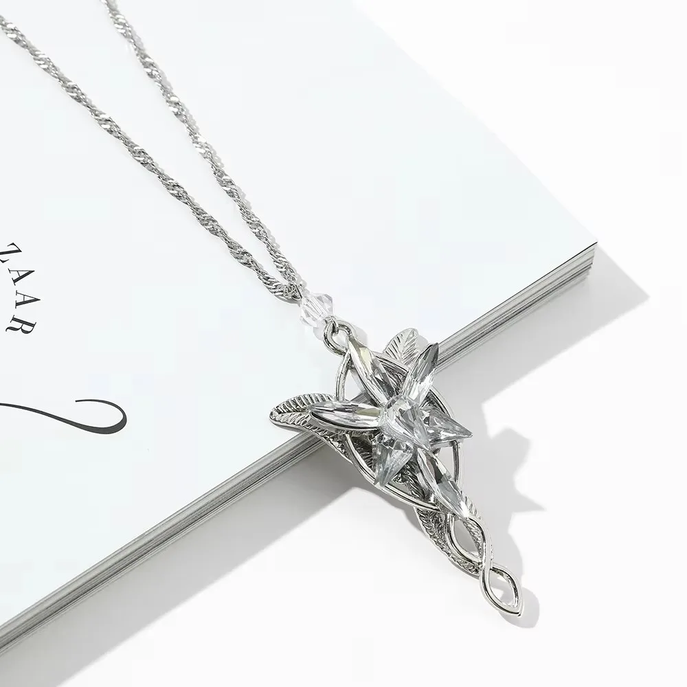 Fashion Arwen Evenstar Necklace The Elves Princess Crystal Zinc Alloy Pendant Jewelry For Women Girl Cosplay Christmas Gifts