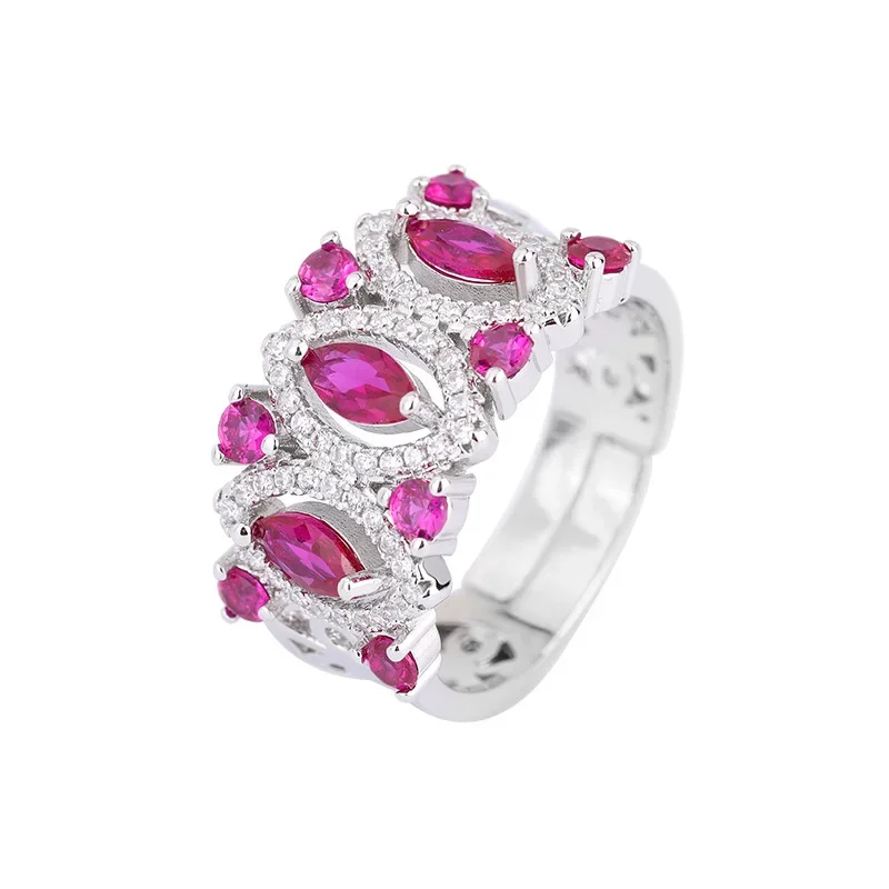 2024 Spring New Retro Luxurious Eye Red High Carbon Diamond Adjustable Ring Magic Women's Jewelry Wedding Cocktail Party Gift