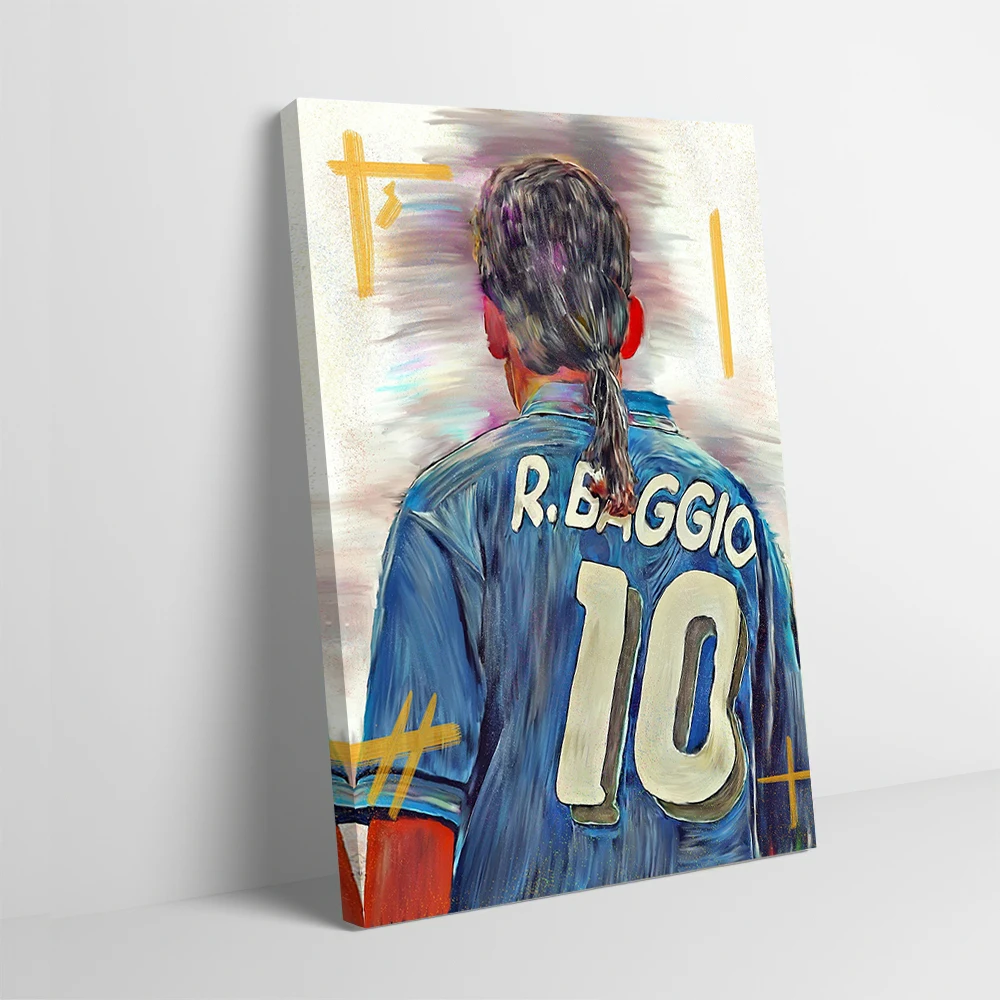 Póster de fútbol de Roberto Baggio, lienzo impreso personalizable, pintura, arte de pared, regalo para decoración de sala de juegos, artículos de decoración del hogar