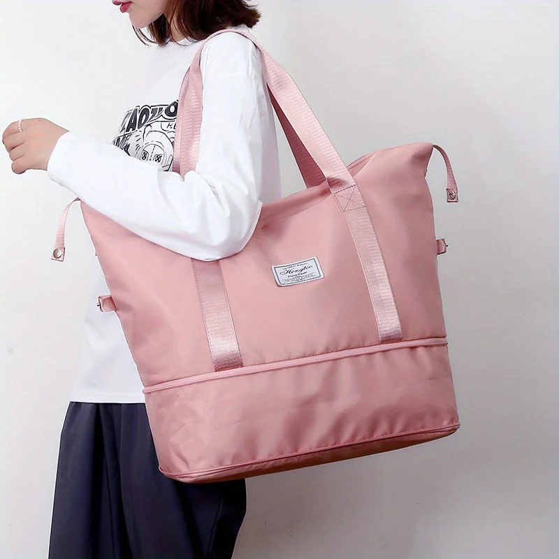 Große Damen-Reisetasche aus Nylon, Sport- und Reisetasche, leichte Handtasche, vielseitige Sporttasche im Casual-Stil – Detail 13
