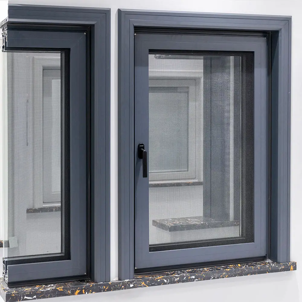 Customized Version Villa Double Layer Glass Window Hurricane Impact Resistant Casement Windows High Quality Hinged Windows
