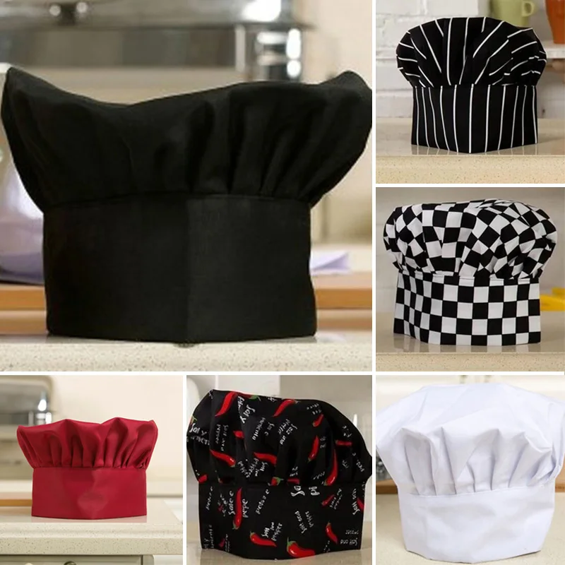 Unisex Top Cook Wear Chef Hat Waiter Hats Hotel Restaurant Cooking Bakery Kitchen Work Wear Cap Black/White/Red/Black