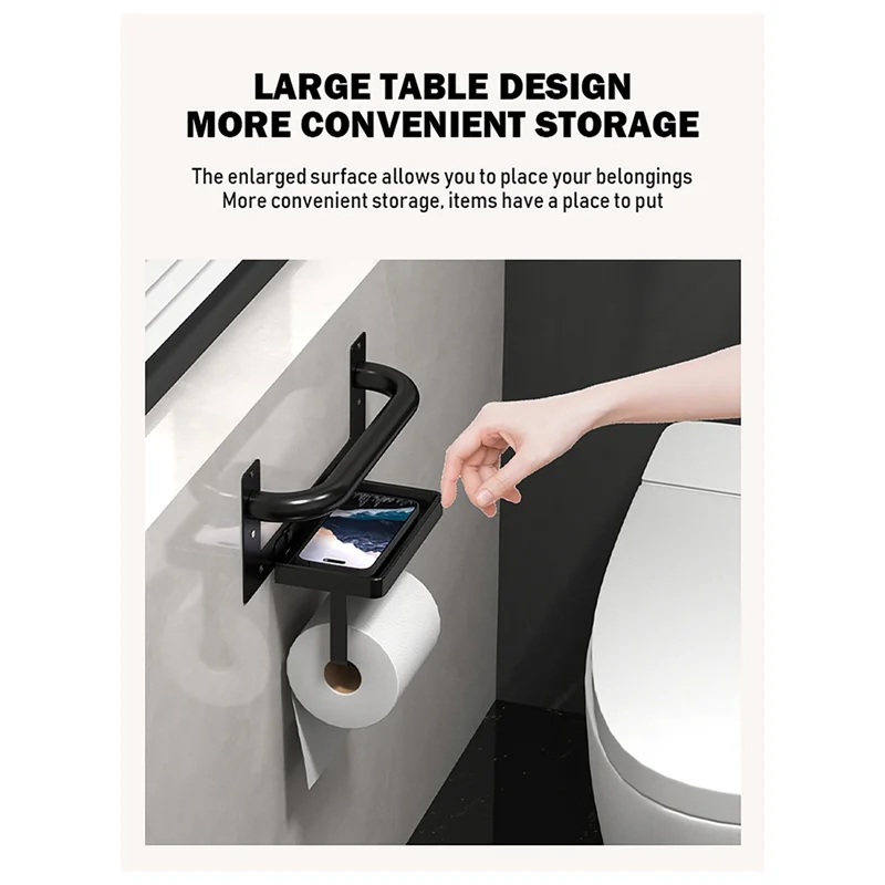 AB45 Support Grab Bars For Bathtubs And Showers With Attached Toilet Paper Holder, Assistance Handle Design