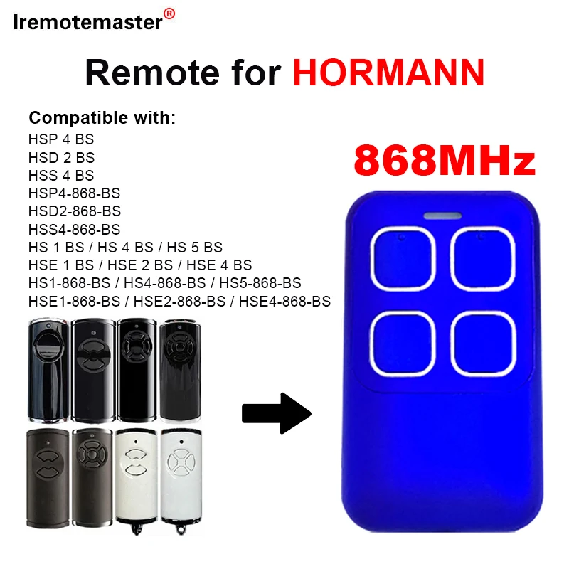 

For HORMANN BS HSS4 HSE1 HSE2 HSE4 HSP4 HSD2 HS1 HS4 HS5 Garage Door Remote Control 868MHz Gate Opener Controller Transmitter