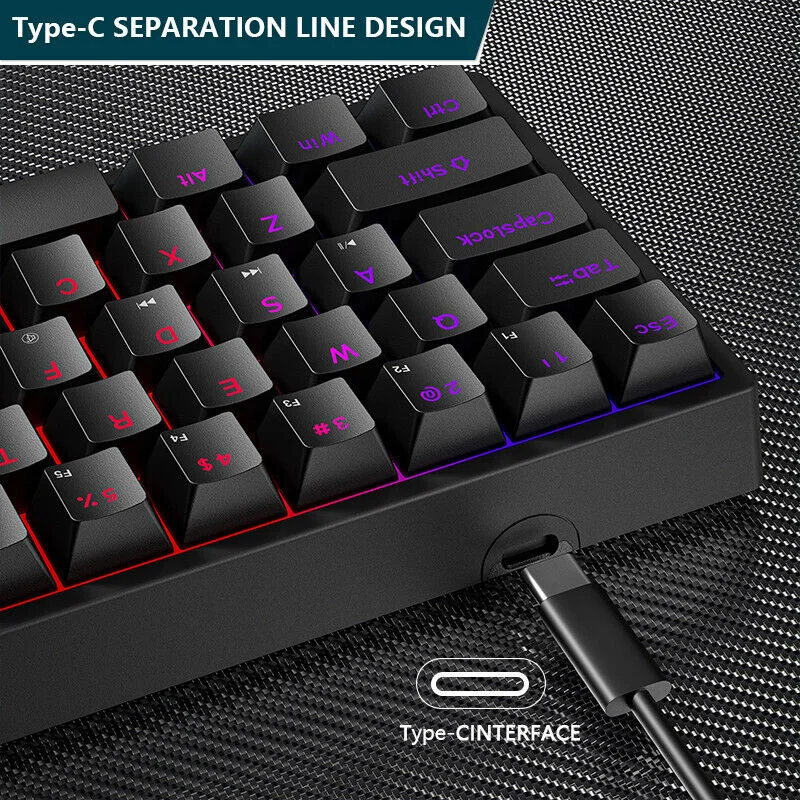 لوحة مفاتيح ميكانيكية صغيرة للألعاب 61 مفتاحًا RGB Hotswap Type-C لوحة مفاتيح سلكية للألعاب PBT أغطية مفاتيح 60% لوحات مفاتيح مريحة