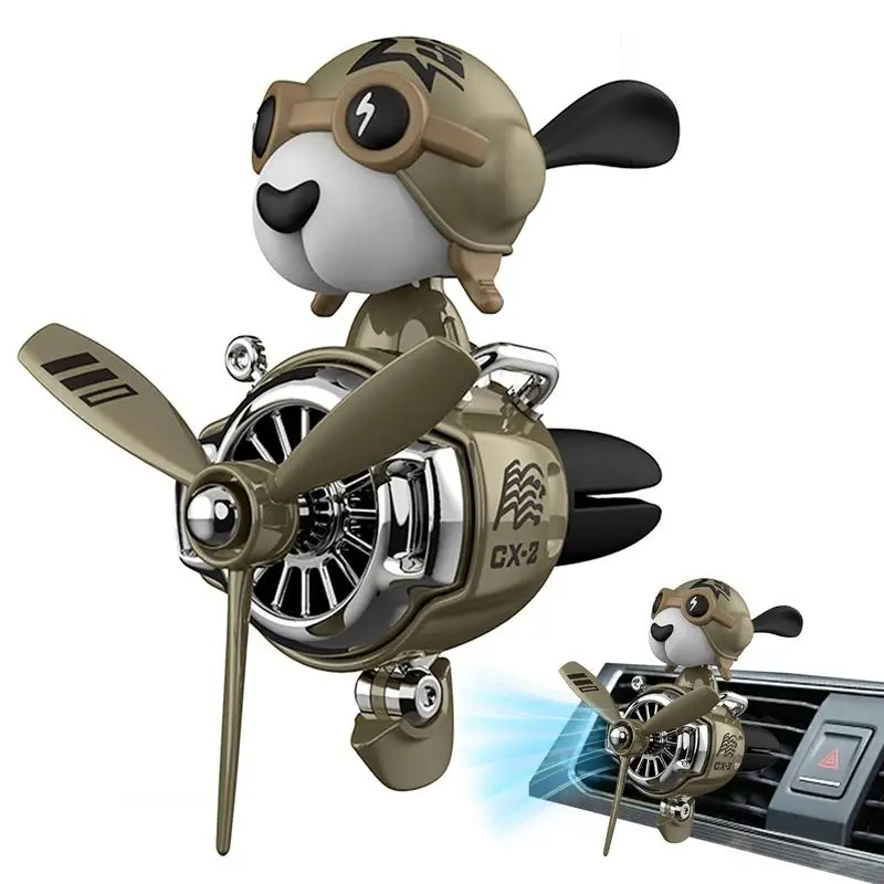 Cute Cartoon Pilot Car Diffuser Dog Pilot Rotating Car Diffuser Decoration Creative Heads-shaking Propeller Air Outlet Vent