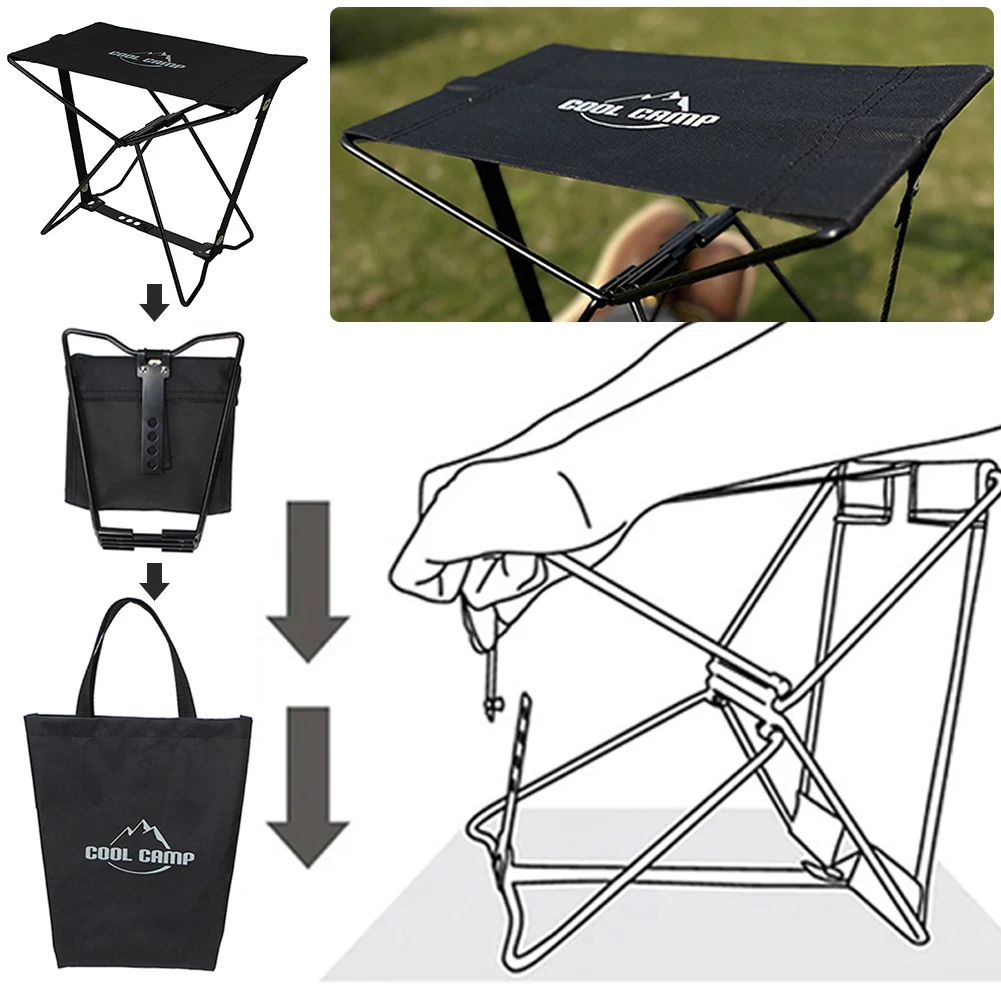 Oxford Cloth Camping Stool Hold Up To 100KG Portable Outdoor Stool for Subway Train Queuing Picnic Camping Fishing Tools