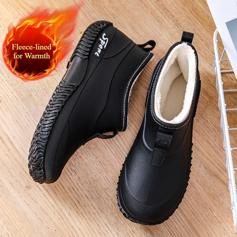 

Женские зимние водонепроницаемые ботинки на флисовой подкладке, теплые нескользящие дождевые ботинки, удобные уличные и домашние слипоны, Botas De Mujer