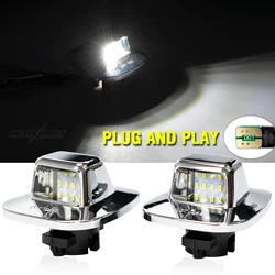 LED License Number Plate Light Lamp Assembly For Chevy C/K1500 2500 35001988-1999 Black Housing 6000K White Pickup Truck 2Pack