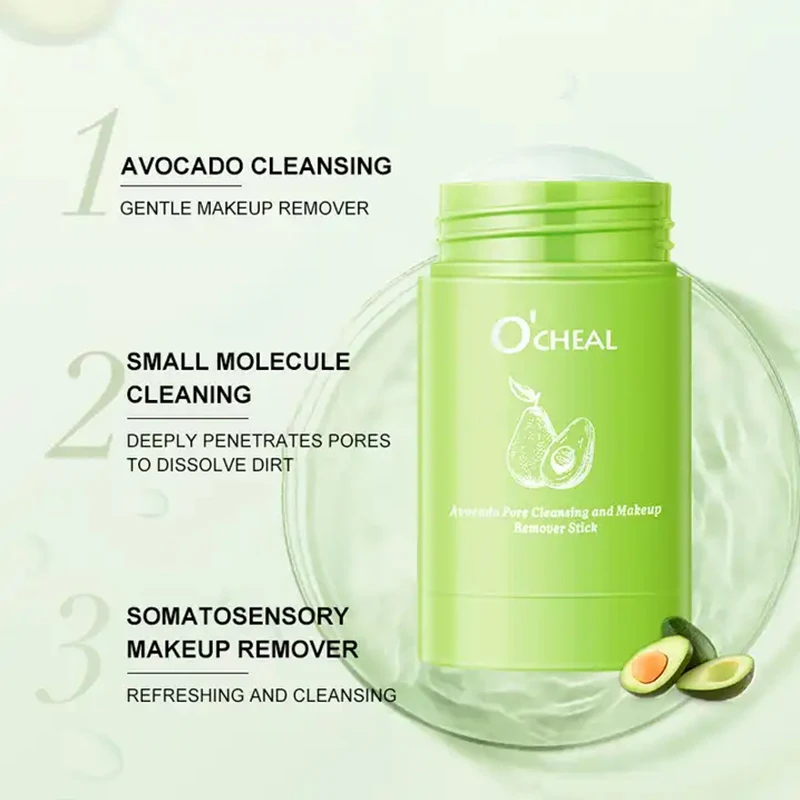 Ocheal Avocado ทําความสะอาดแต่งหน้า Remover เจล Stick Facial Eye Lip สีส้มลึกทําความสะอาดบาล์มครีม Clean Cleanser Skin Care