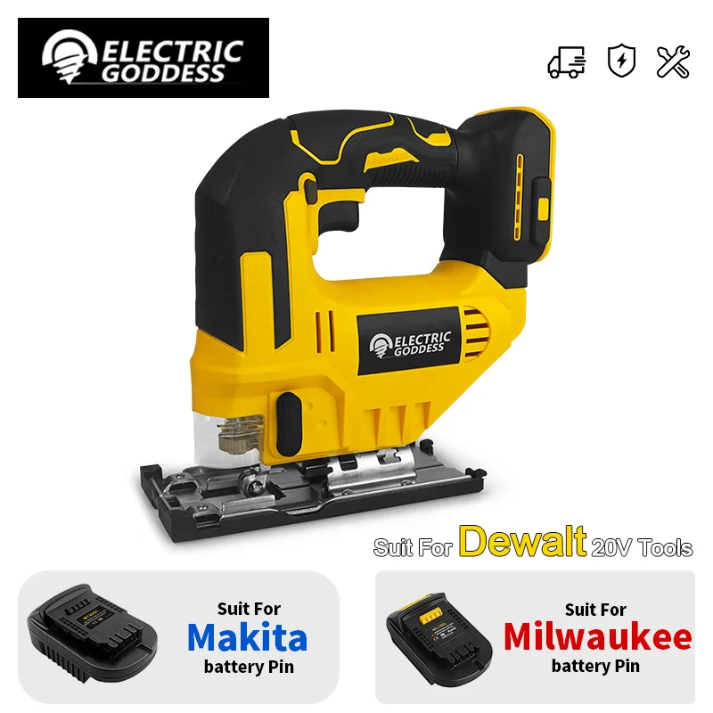 

Electric Goddess Cordless Jigsaw Electric Jig with Saw Blade Electric Curved Saw For Makita/Dewalt/Milwaukee 18-20V Battery Pin