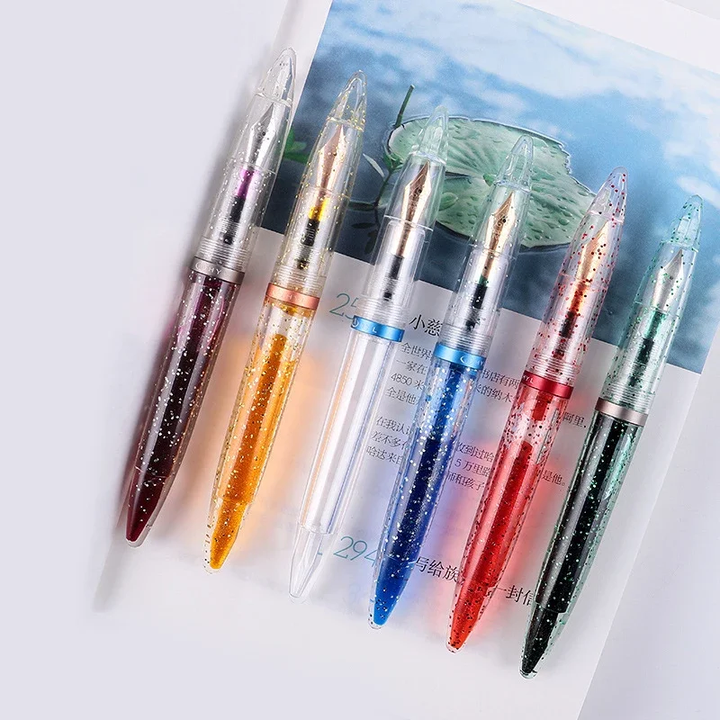 Transparent Clear Eyedropper Fountain Pen EF/F Nib High Capacity Inking Pens for School Writing Office Supplies Stationery