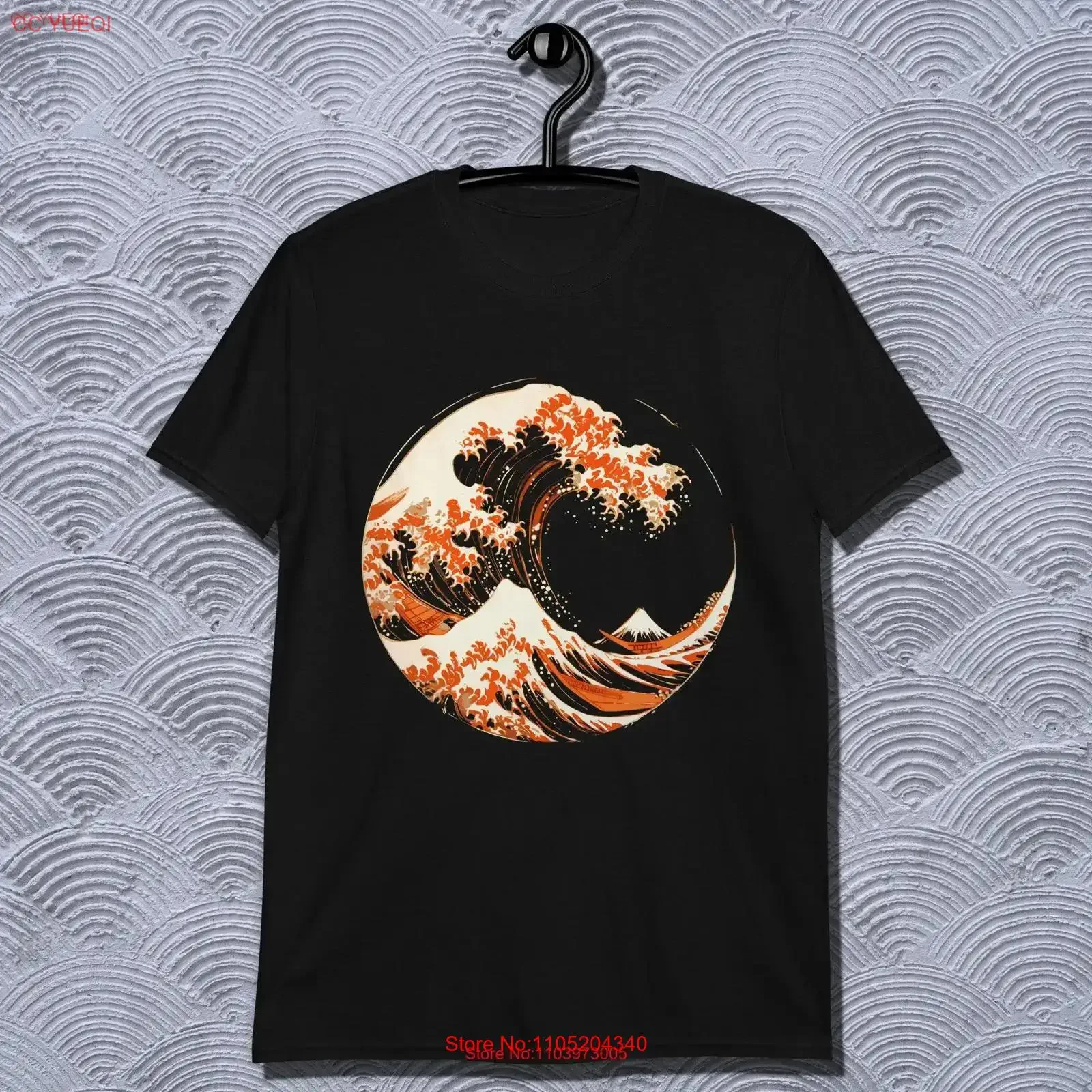 Stylized Hokusai Wave T Shirt vintage Washed Versatile Unisex Stretched Soft Comfortable homme Stylish Breathable