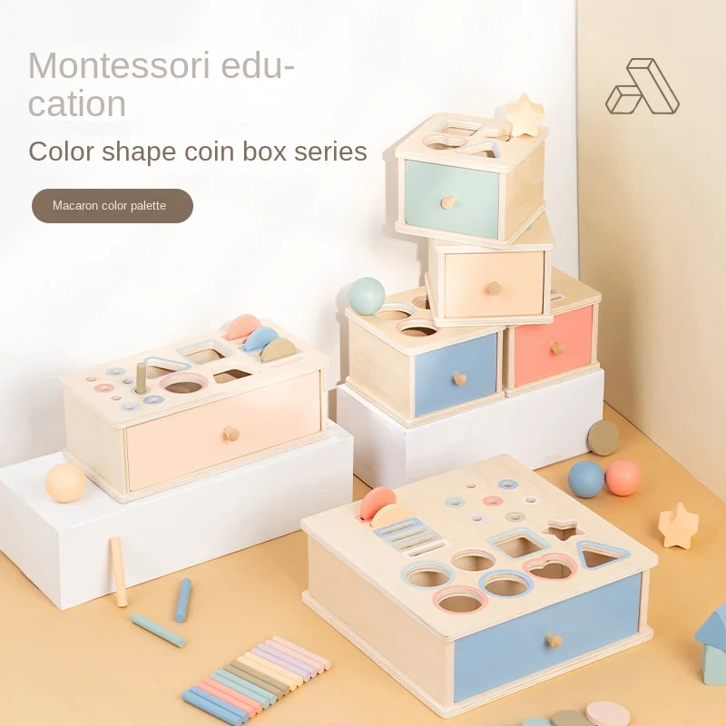 LazyChild Early Education Geometric Shape & Color Matching Teaching Aid Toddler Coin Drop Rolling Sorting Box Educational Toy