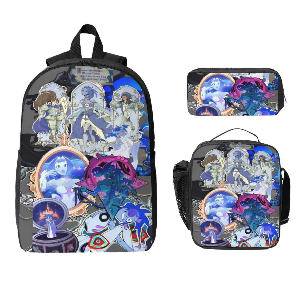 3Pcs K-Knights Of Guinevere merch Backpack Set for Girls Boys Pen Bags Bookbag Sets with Lunch Box For School Students Daypack