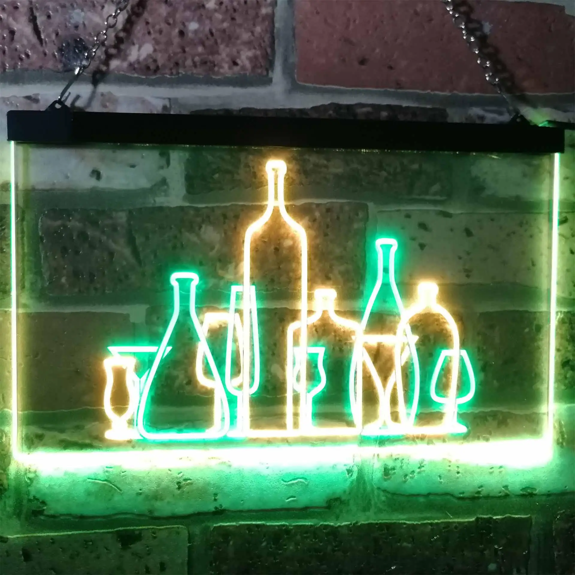 

Wine Bottles and Glasses Dual Color Led Neon Sign st6-i3187